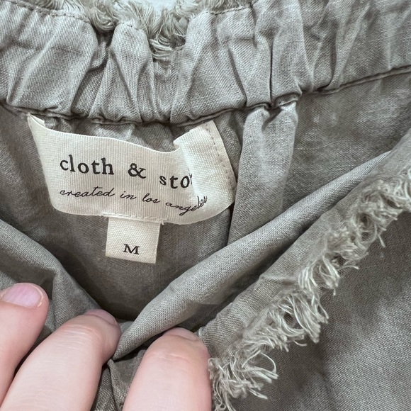 Anthropologie Cloth & Stone Strapless Wide Leg Jumpsuit | Khaki Boho - Picture 8 of 13